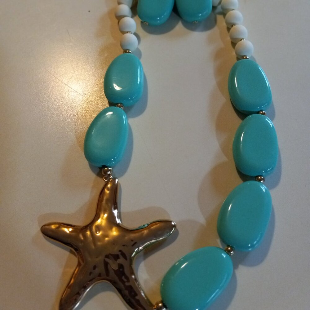 Turquoise nautical necklace with matching earrings